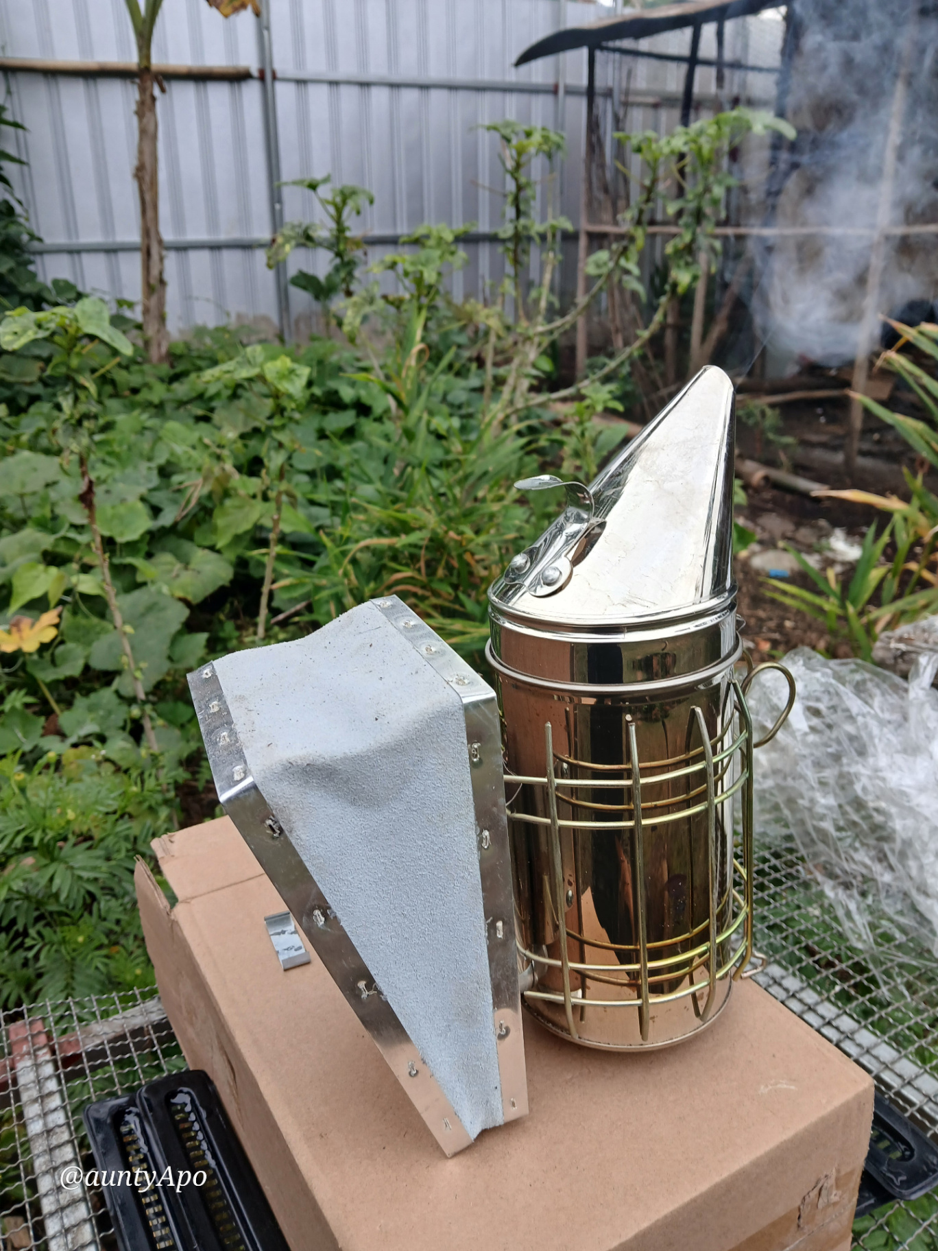 Beekeeping smoker used to safely work the hives